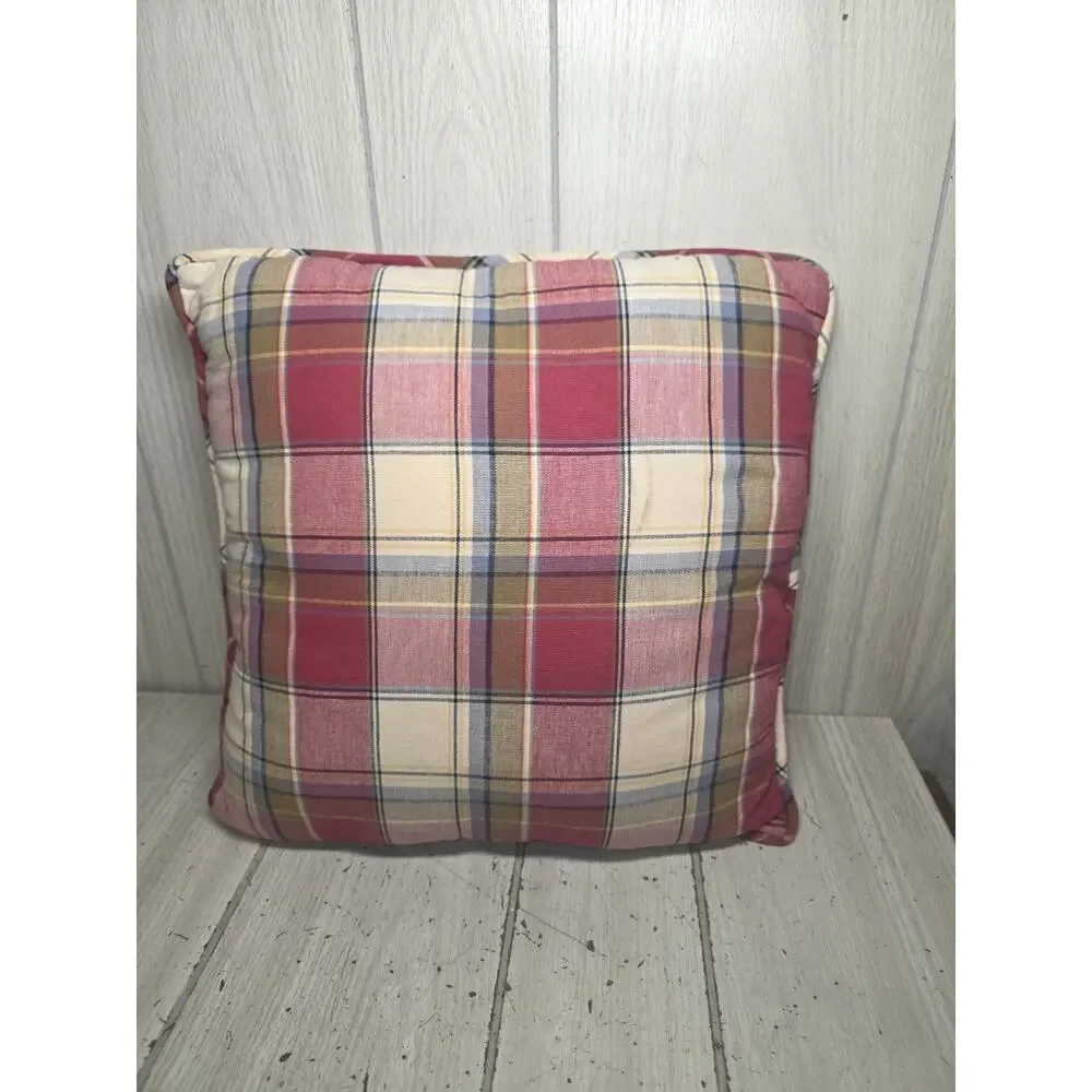 Longaberger PAPRIKA PLAID Pillow Red White Couch Decor Boho Cottagecore